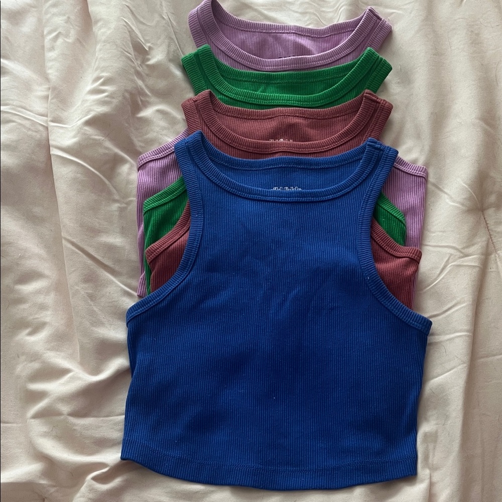 Bundle of Colorful Ribbed Tank Tops